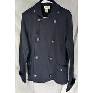Talbots Double Breasted Military Style Jacket Navy Blue Size Large
